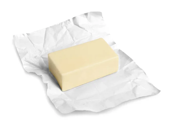 Verpackung mit einem Stück Butter — Stockfoto