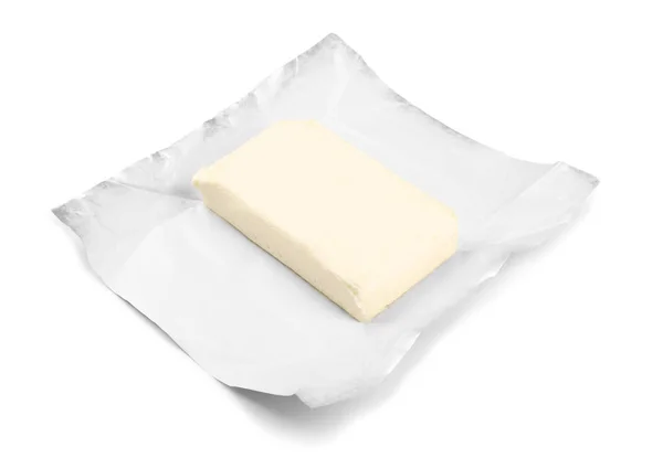 Wrapping with piece of butter — Stock Photo, Image