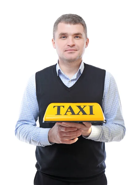 Muž s taxi světlíkem — Stock fotografie