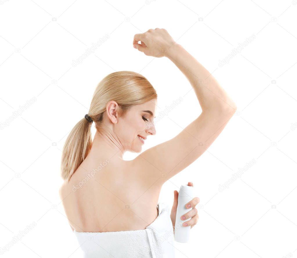  woman using deodorant