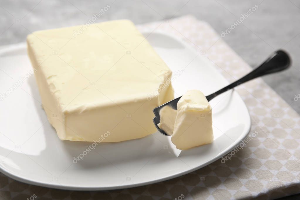 piece of butter and knife