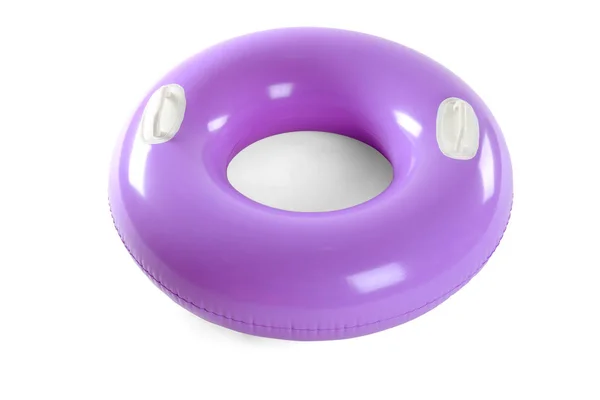 Anel de natação inflável colorido no fundo branco — Fotografia de Stock