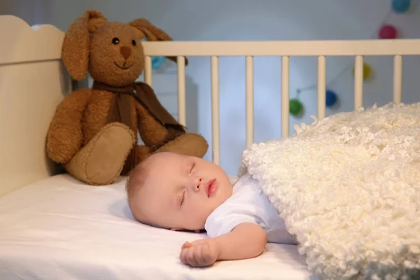 Adorable baby sleeping in cradle — Stock Photo, Image