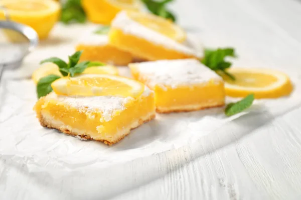 Deliciosas barras de torta de limão — Fotografia de Stock