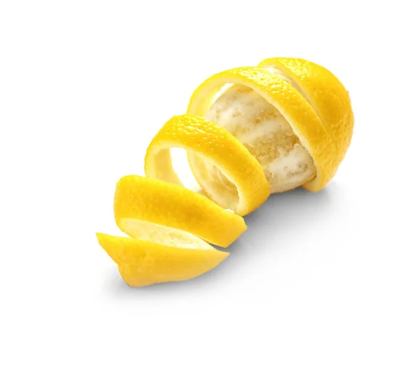 Beyaz zemin üzerine lezzetli soyulmuş narenciye meyve — Stok fotoğraf