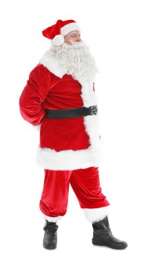 Otantik Noel Baba beyaz arka plan üzerinde duran