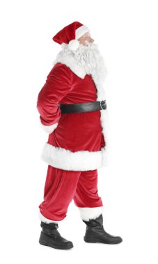 Otantik Noel Baba beyaz arka plan üzerinde duran