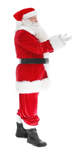 Authentic Santa Claus standing on white background — Stock Photo, Image