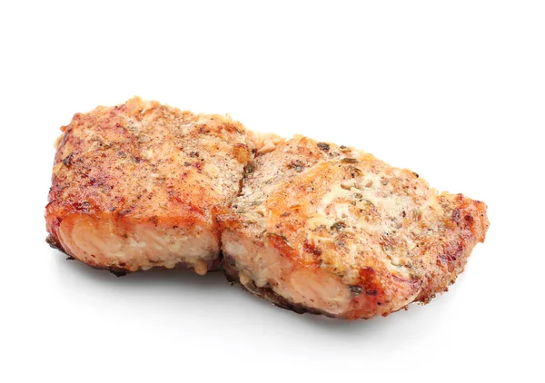 Fetta di delizioso salmone fritto — Foto Stock