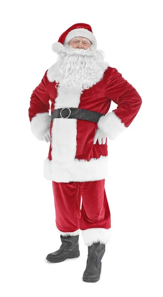 Authentic Santa Claus standing on white background — Stock Photo, Image