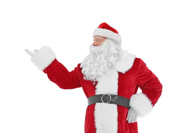 Autentyczny Święty Mikołaj stojąc na białym tle — Zdjęcie stockowe