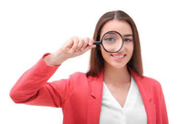 Büyüteç'i olan güzel kadın 