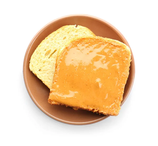 Placa con sándwich de mantequilla de maní — Foto de Stock