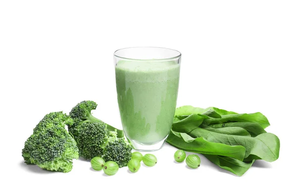 Grüner Smoothie und frisches Gemüse — Stockfoto