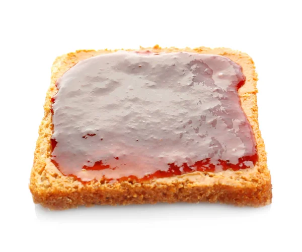 Fatia de pão com manteiga de amendoim — Fotografia de Stock