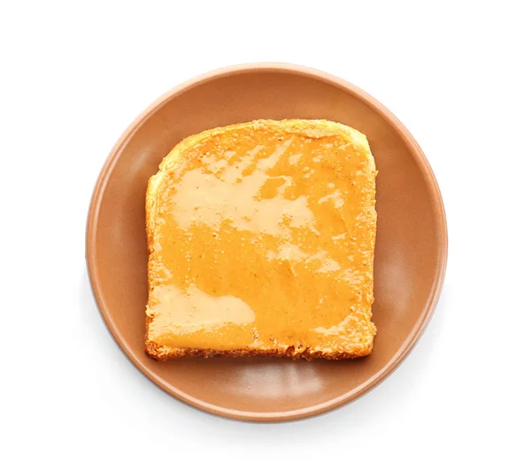 Prato com sanduíche de manteiga de amendoim — Fotografia de Stock