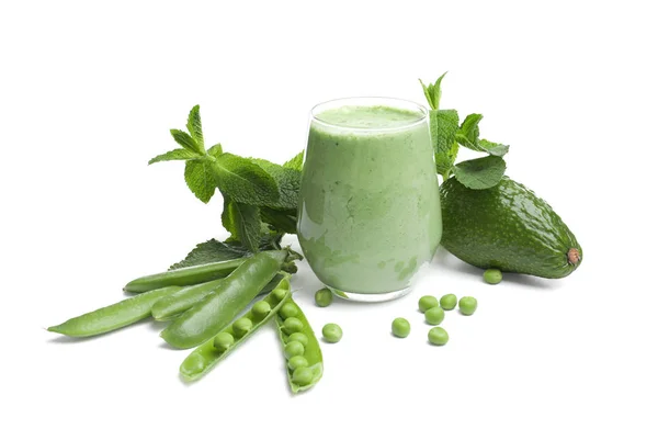 Zelené smoothie a čerstvá zelenina — Stock fotografie