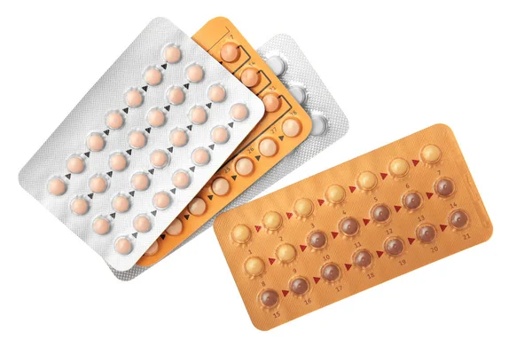 Tiras com pílulas contraceptivas orais — Fotografia de Stock