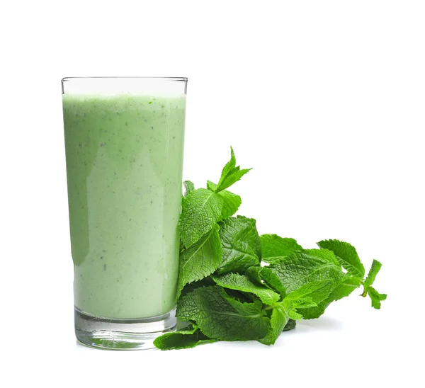 Glas av färska gröna smoothie — Stockfoto