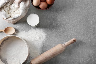 Malzemeler hamur için kümesi 