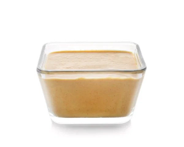 Bowl of delicious mustard sauce — Stock Photo, Image