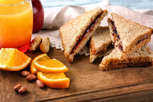 Tasty sandwiches with peanut butter — Stock Photo, Image