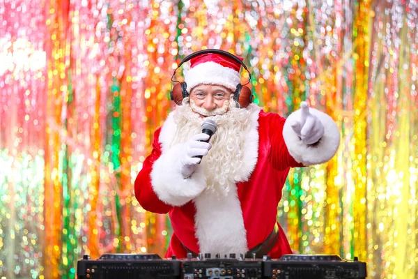 DJ Santa Claus w klubie — Zdjęcie stockowe