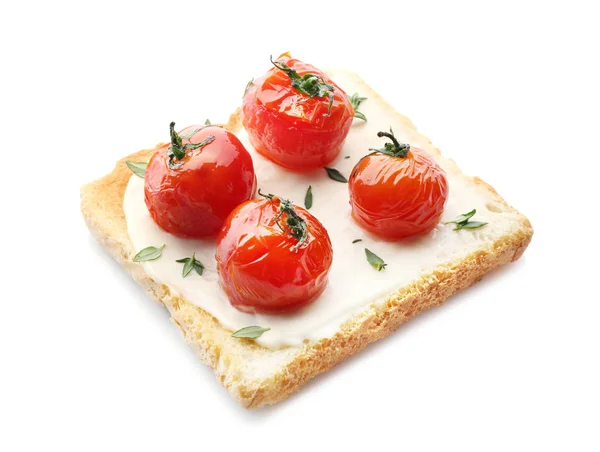 Tasty breakfast toast with tomatoes — Stock Photo, Image