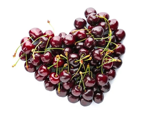 Heart made of fresh sweet cherries — Stock Photo, Image