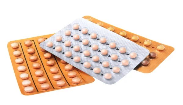 Tiras com pílulas contraceptivas orais — Fotografia de Stock