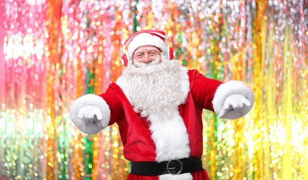 Santa Claus listening to music — Stock Photo, Image