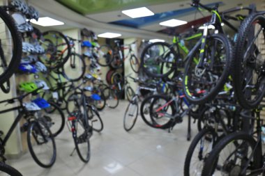 Bisiklet dükkanı bulanık bakış