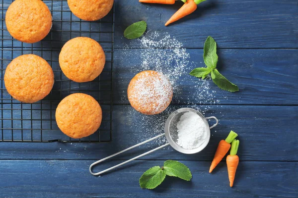 Vynikající mrkvový muffiny — Stock fotografie