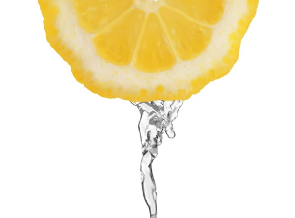 Fresh slice of lemon with water — Stock Photo, Image