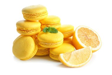 Limon macarons dilimlenmiş meyve  