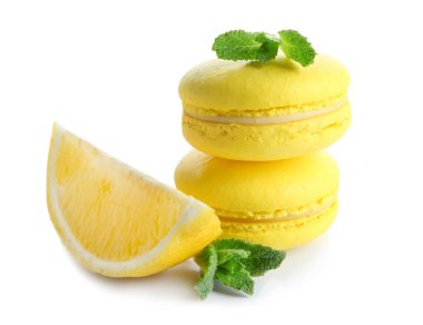 Limon macarons dilimlenmiş meyve  
