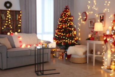 Noel için dekore edilmiş Oda 