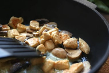 Lezzetli Türkiye lazanya için malzemeler ile kızartma tavası