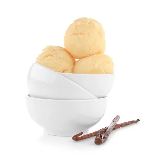 Deliziose palline gelato alla vaniglia — Foto Stock