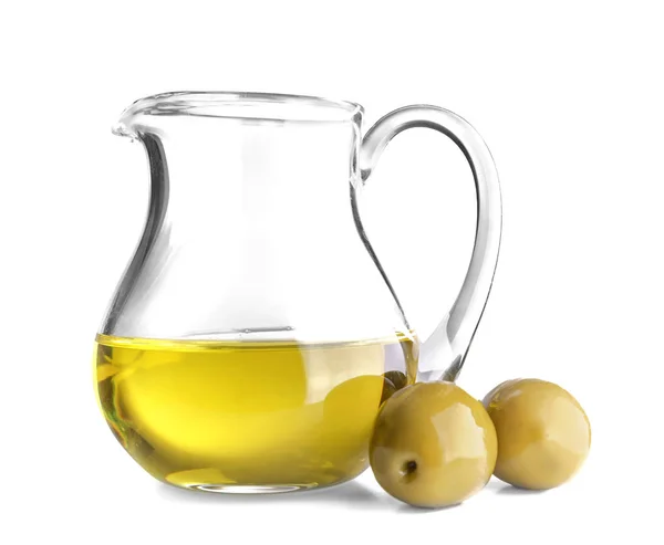 Pitcher with olive oil — Stock Photo, Image