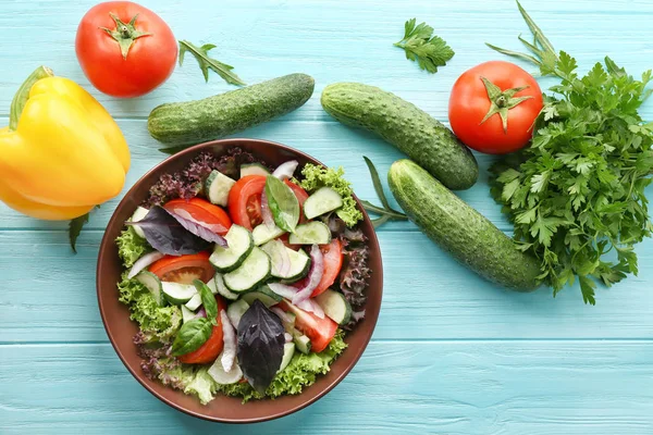 Vegetable salad with cucumbers — Stock Photo, Image