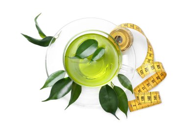 Fincan çay ve ölçüm bandı