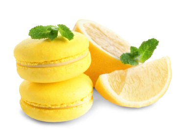 Limon macarons dilimlenmiş meyve  