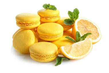 Limon macarons dilimlenmiş meyve  