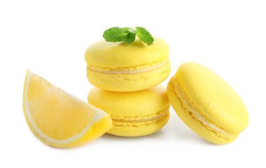 Limon macarons dilimlenmiş meyve  