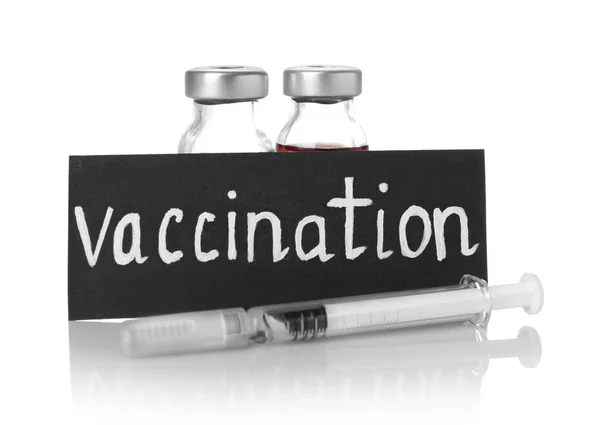 Carta nera con scritta VACCINAZIONE — Foto Stock