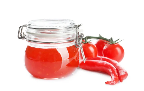 Composition with chili sauce — Stock Photo, Image