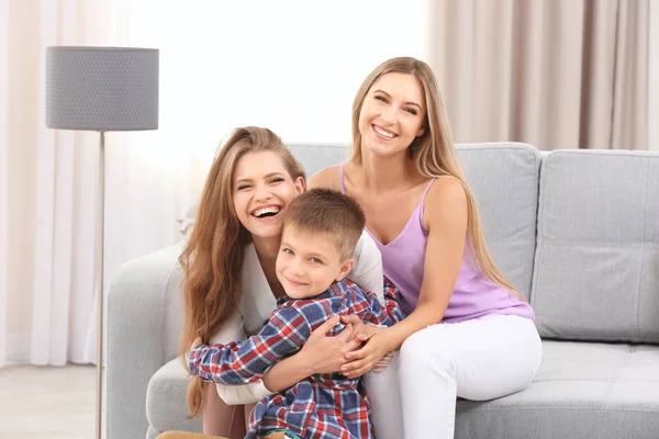 Lesbian couple with foster son — Stock Photo, Image