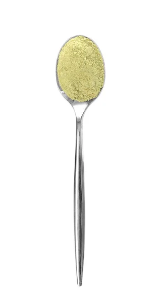 Spoon with powdered matcha green tea — Stock Photo, Image