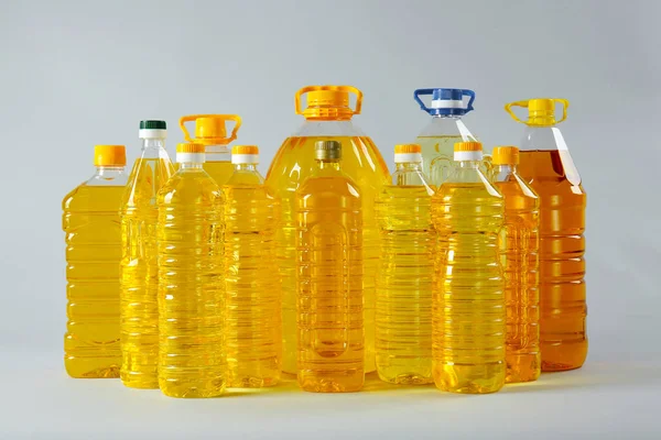 Bottles of cooking oil — Stock Photo, Image
